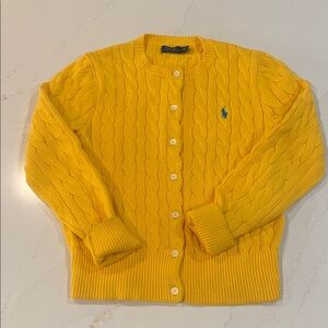 Polo Ralph Lauren Yellow Cable-Knit Cotton Cardigan – Size M